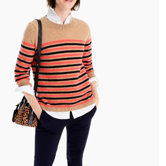 J.crew Everyday cashmere striped crewneck sweater J6427 SMALL - Picture 2 of 9